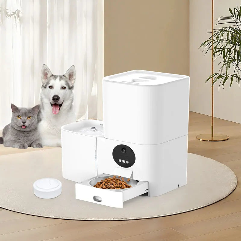 2-In-1 Durable Smart Wi-Fi Electric Pet Feeder 5L Automatic Cat Dog Water Dispenser 3L Small Size Pet Bowls Feeders Battery
