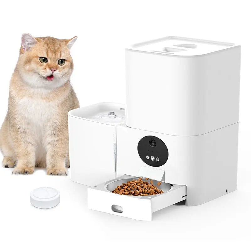2-In-1 Durable Smart Wi-Fi Electric Pet Feeder 5L Automatic Cat Dog Water Dispenser 3L Small Size Pet Bowls Feeders Battery