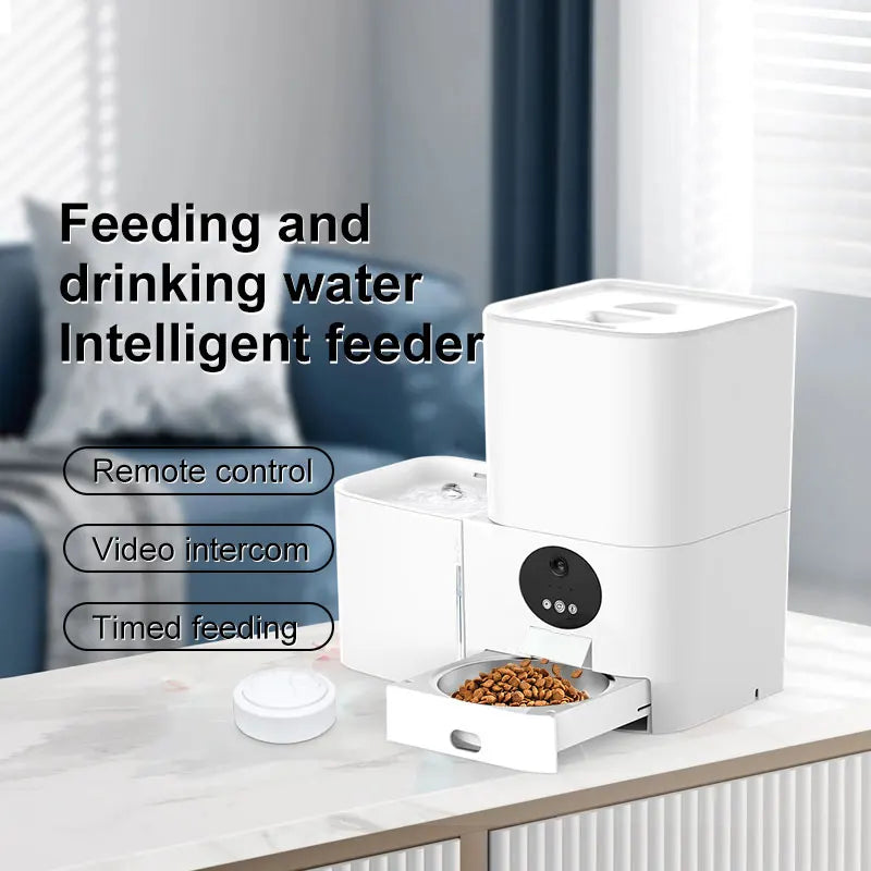 2-In-1 Durable Smart Wi-Fi Electric Pet Feeder 5L Automatic Cat Dog Water Dispenser 3L Small Size Pet Bowls Feeders Battery